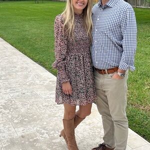 Lulu's Pink and Green Long Sleeve Dress